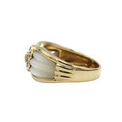 Bague Jonc en or jaune, cristal de roche et diamants - Castafiore