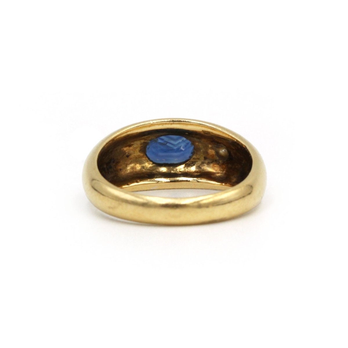 Bague jonc en or jaune, diamant et saphir - Castafiore