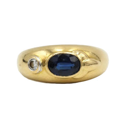 Bague jonc en or jaune, diamant et saphir - Castafiore