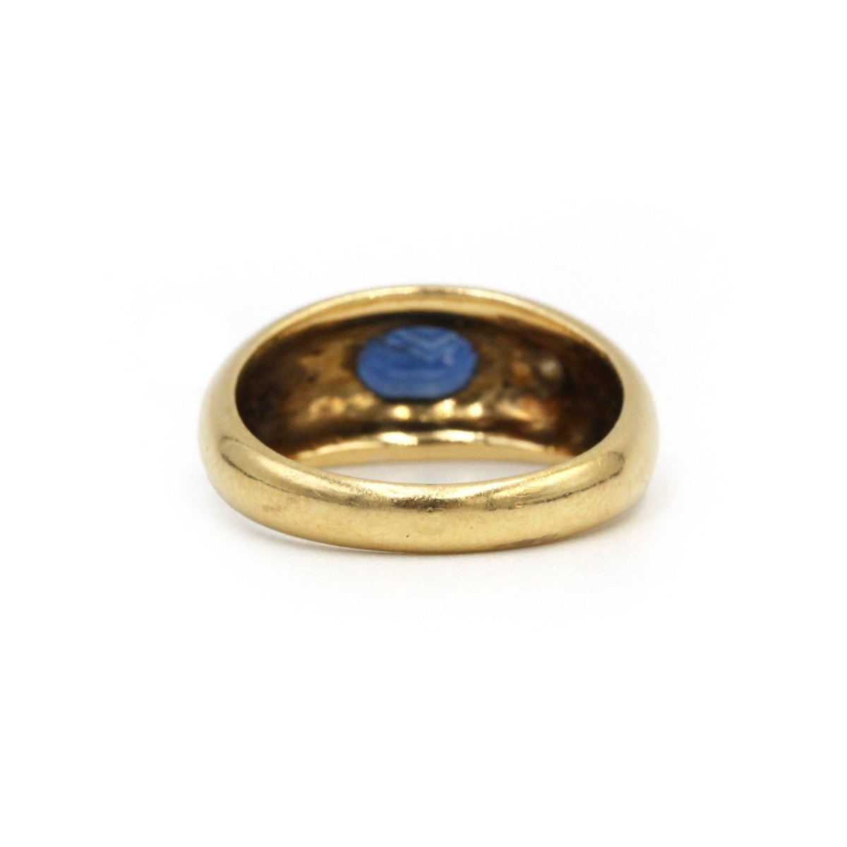 Bague jonc en or jaune, diamant et saphir - Castafiore