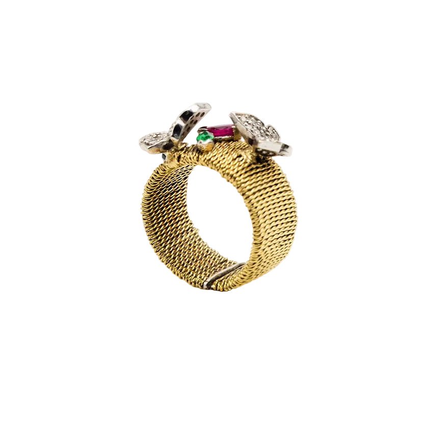 Bague Jonc en or jaune, diamants, et pierres précieuses - Castafiore