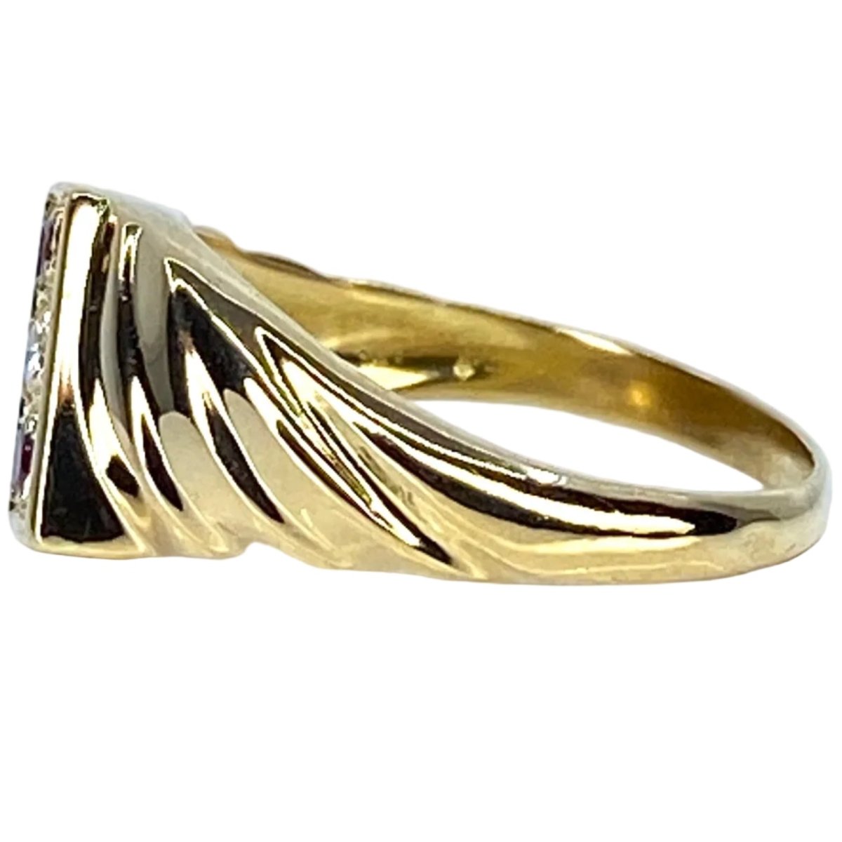 Bague Jonc en or jaune, diamants et rubis - Castafiore