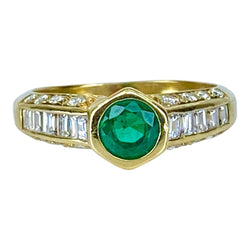Bague Jonc en or jaune, émeraude et diamants - Castafiore