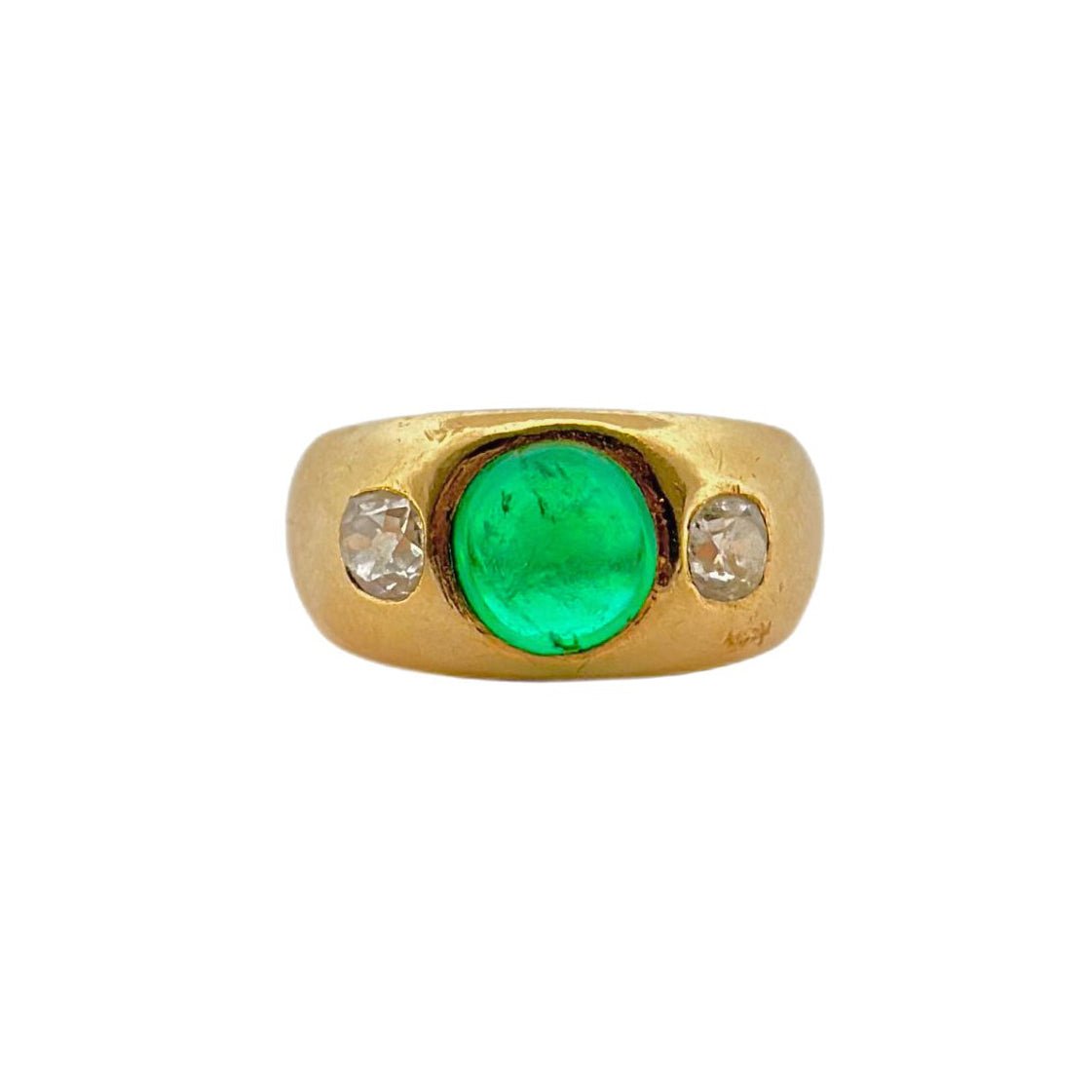 Bague Jonc en or jaune, émeraude et diamants - Castafiore