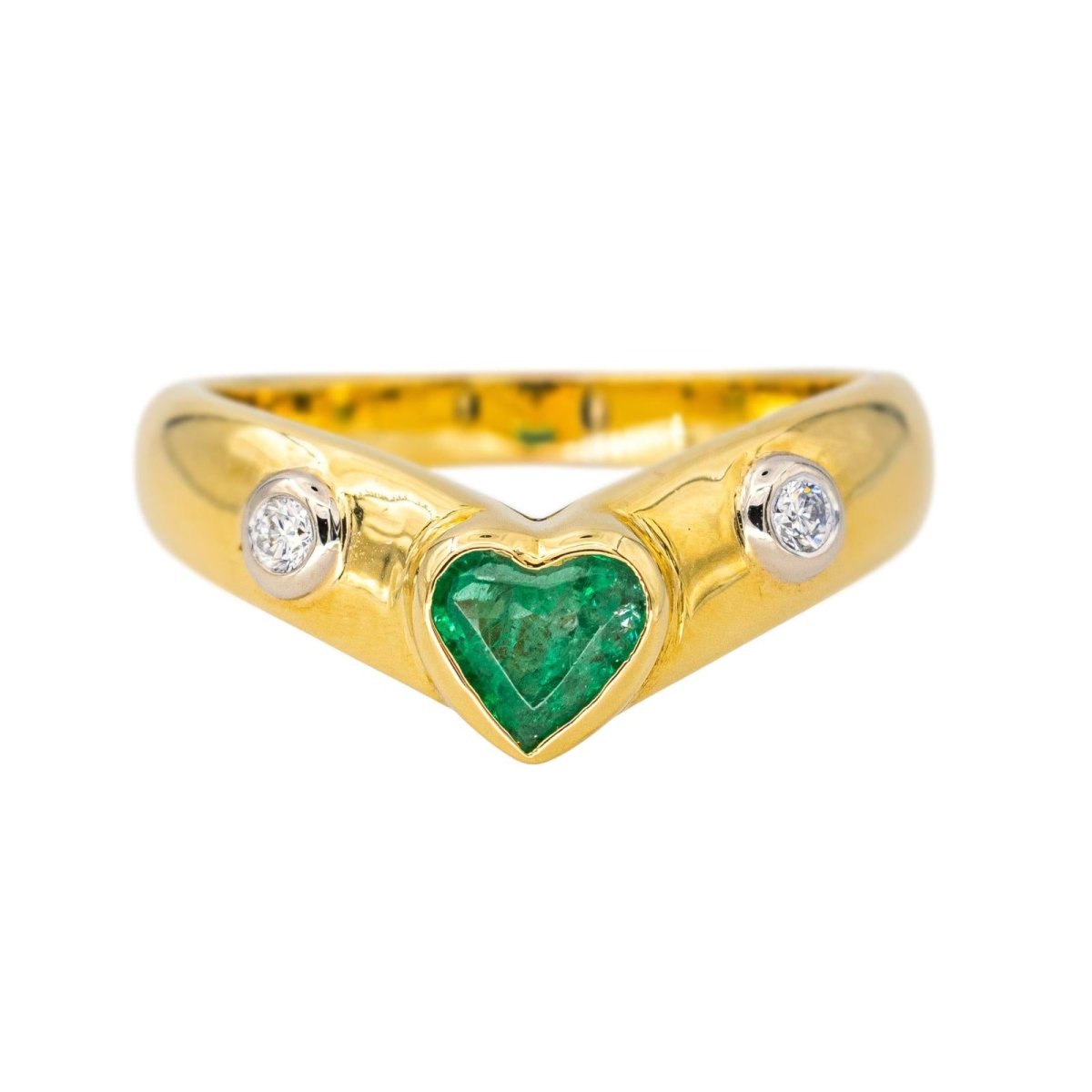 Bague Jonc en or jaune, émeraude et diamants - Castafiore