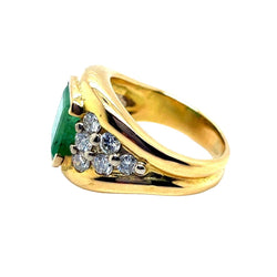 Bague Jonc en or jaune, émeraude et diamants - Castafiore