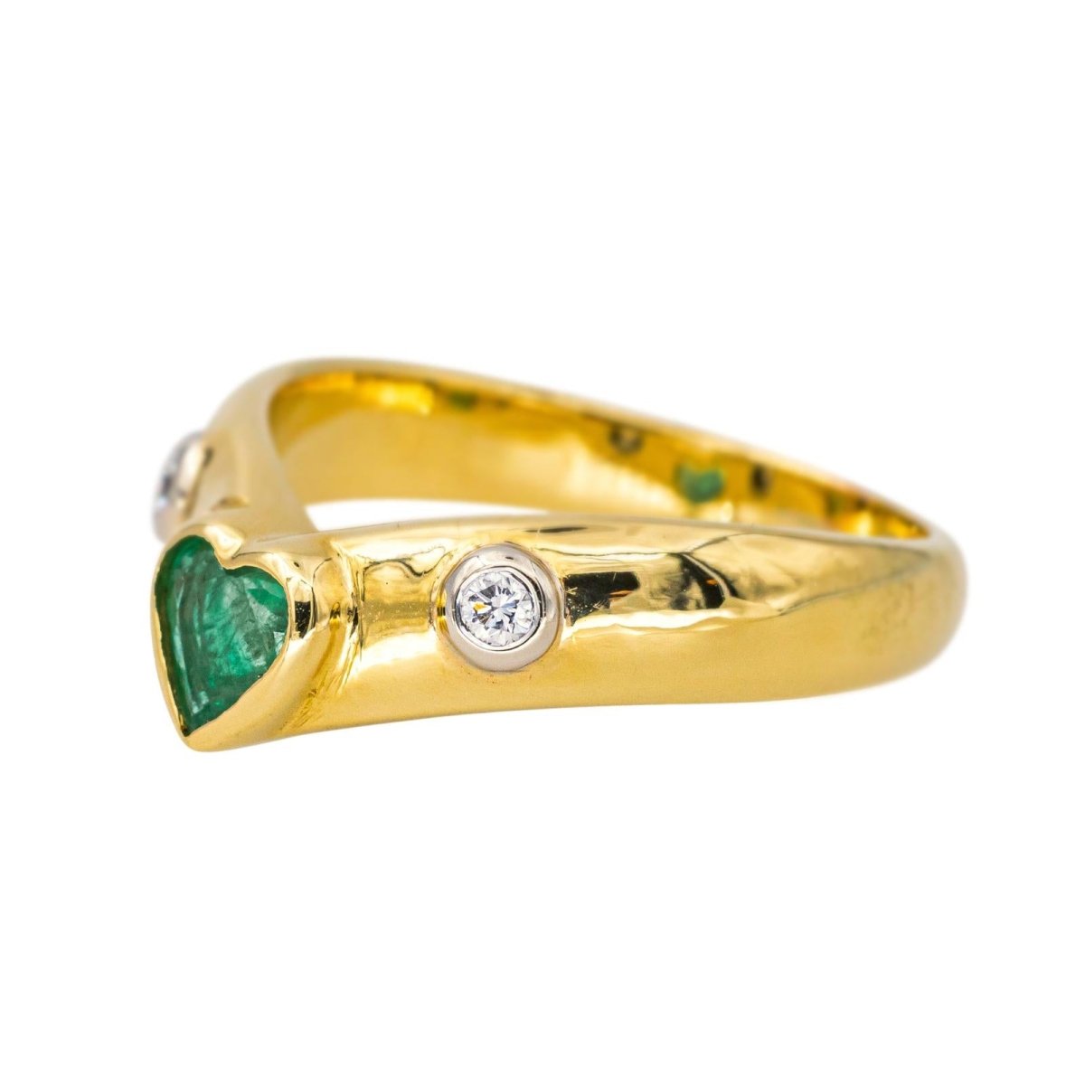 Bague Jonc en or jaune, émeraude et diamants - Castafiore