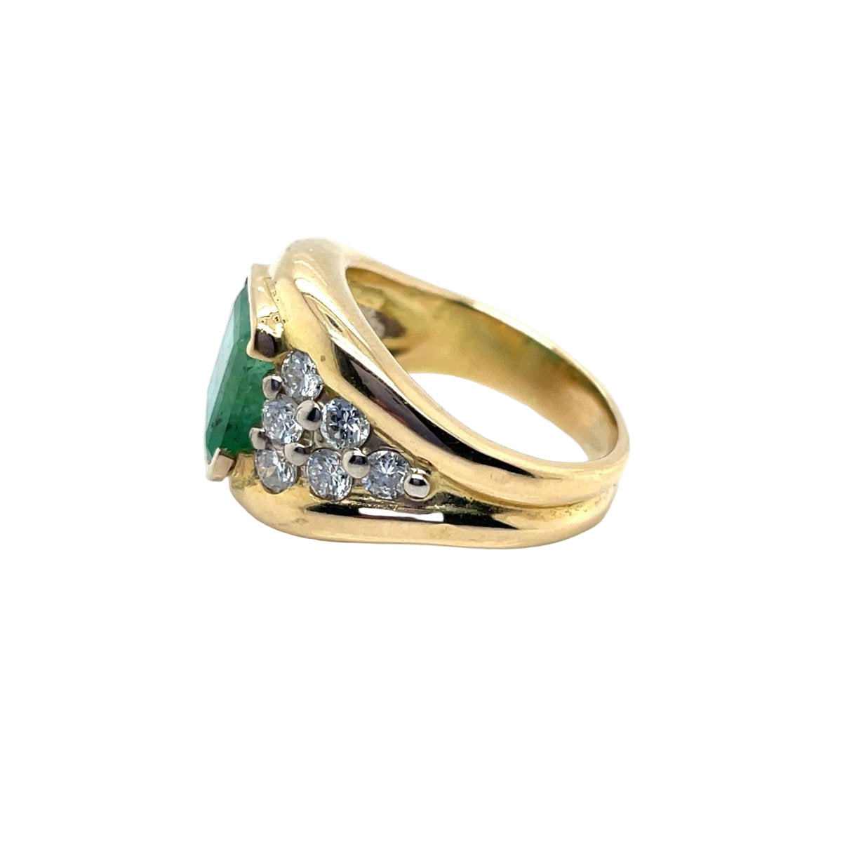 Bague Jonc en or jaune émeraude et diamants - Castafiore