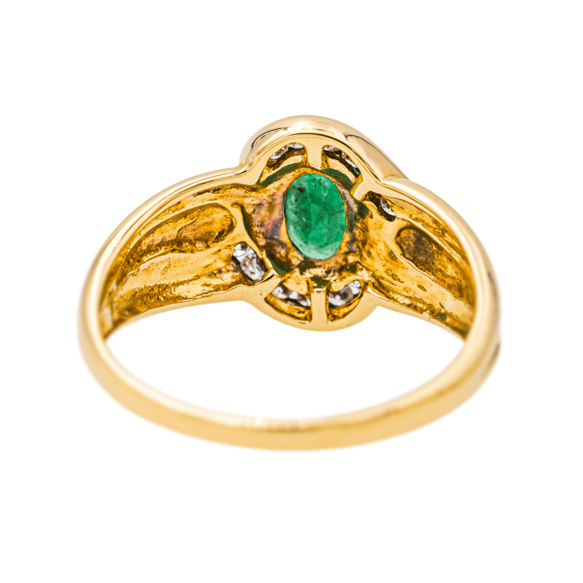 Bague Jonc en or jaune, émeraude et diamants - Castafiore