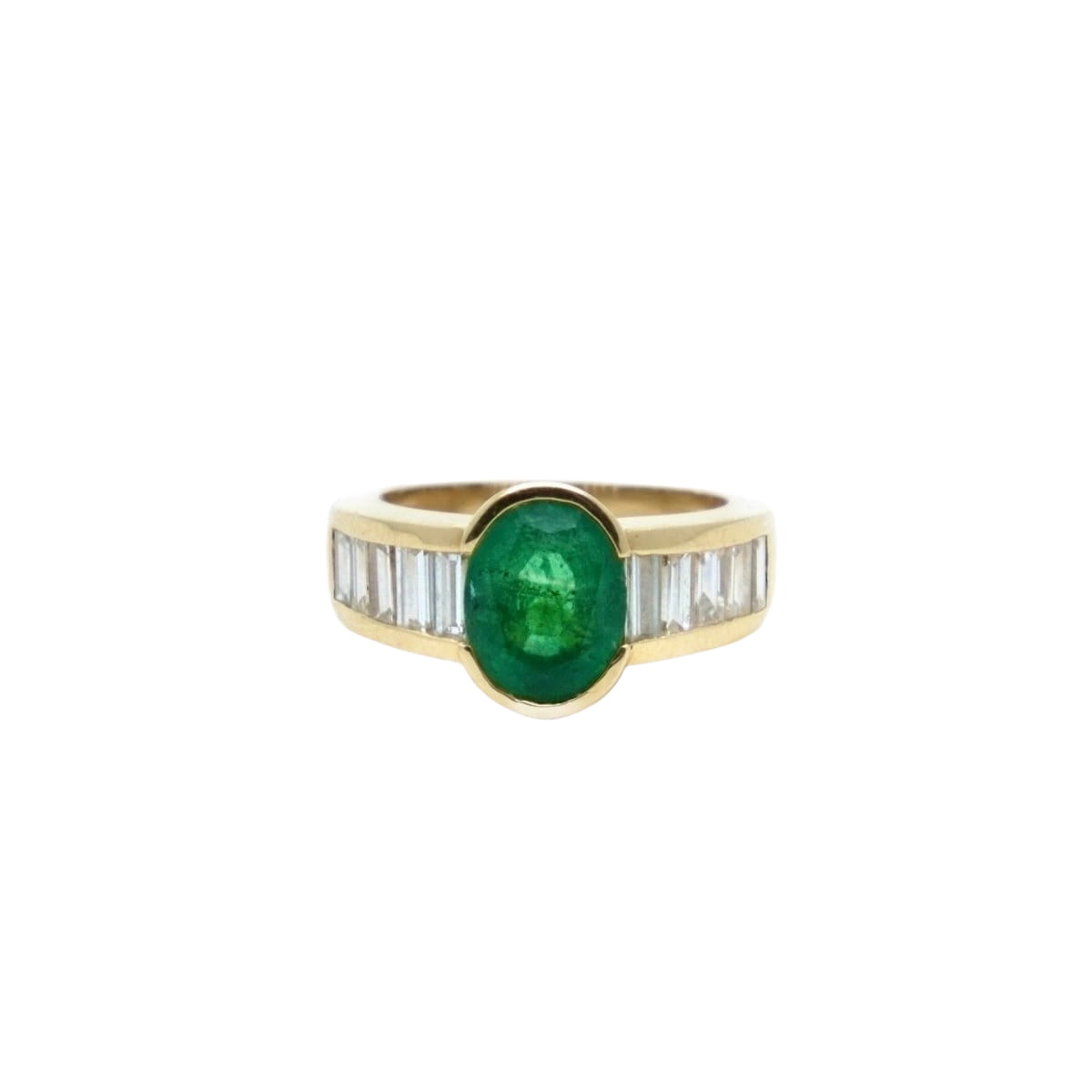 Bague Jonc en or jaune, émeraude et diamants - Castafiore