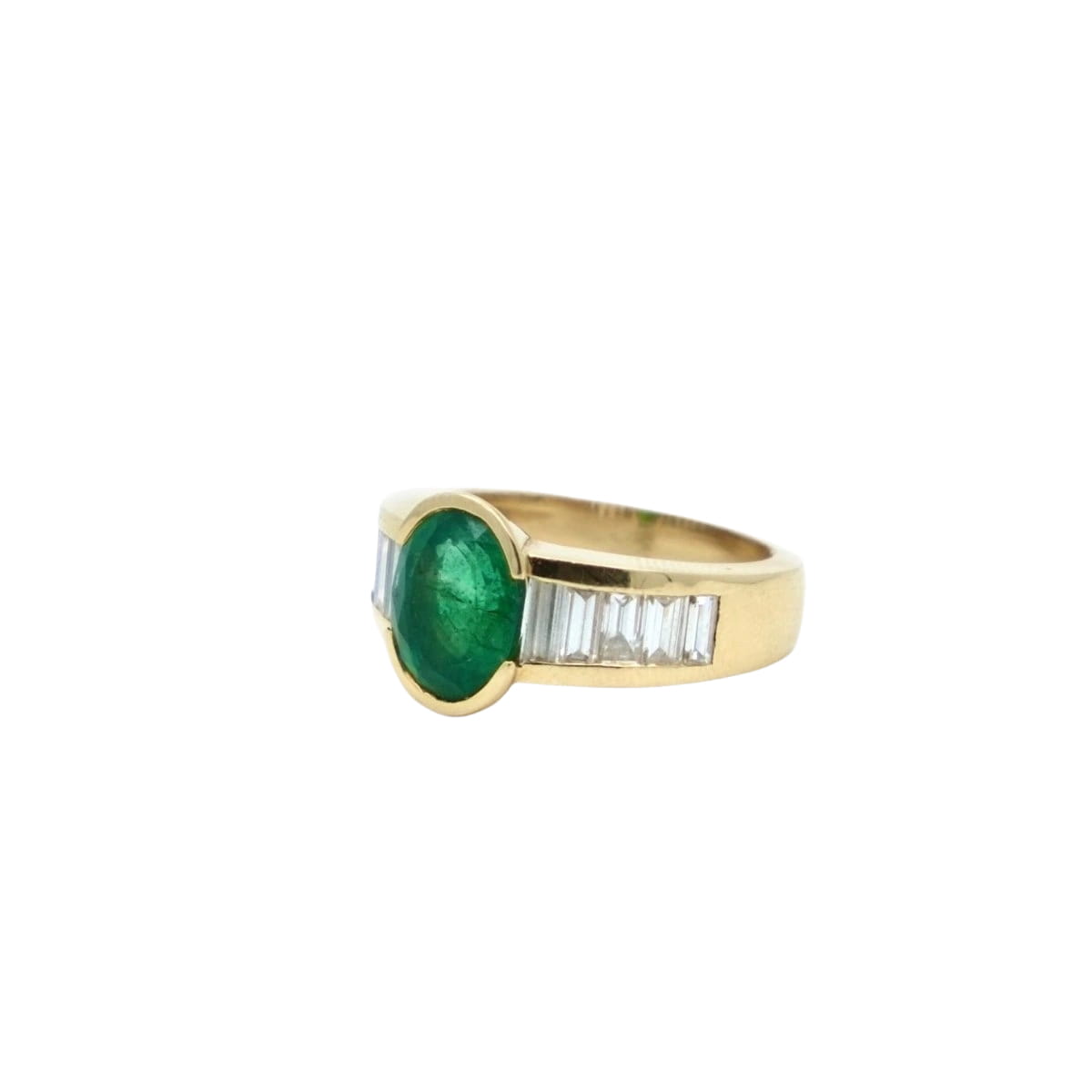 Bague Jonc en or jaune, émeraude et diamants - Castafiore