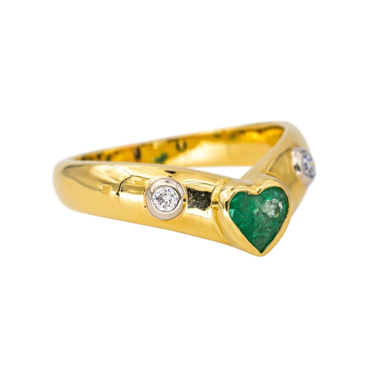 Bague Jonc en or jaune, émeraude et diamants - Castafiore