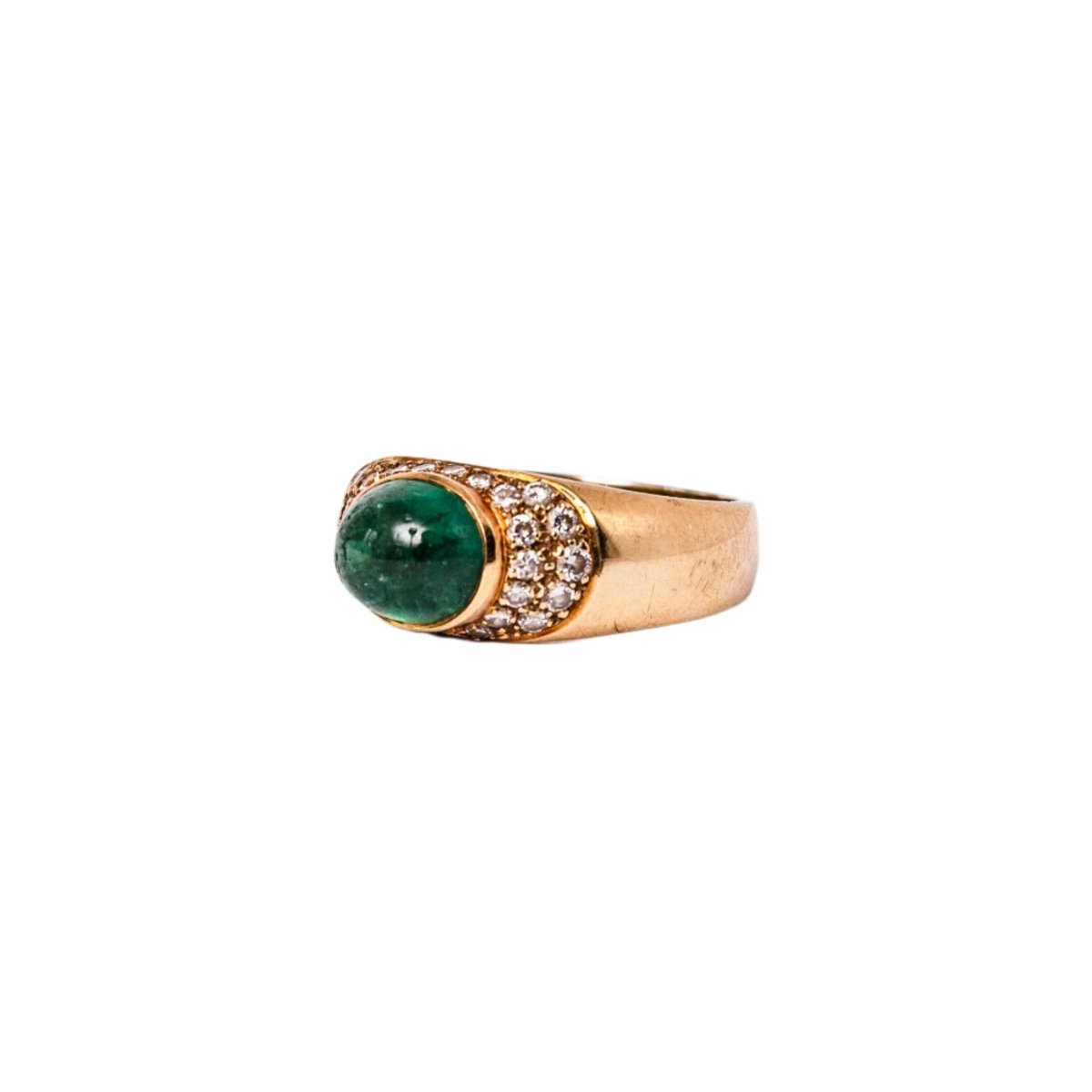 Bague Jonc en or jaune émeraude et diamants - Castafiore