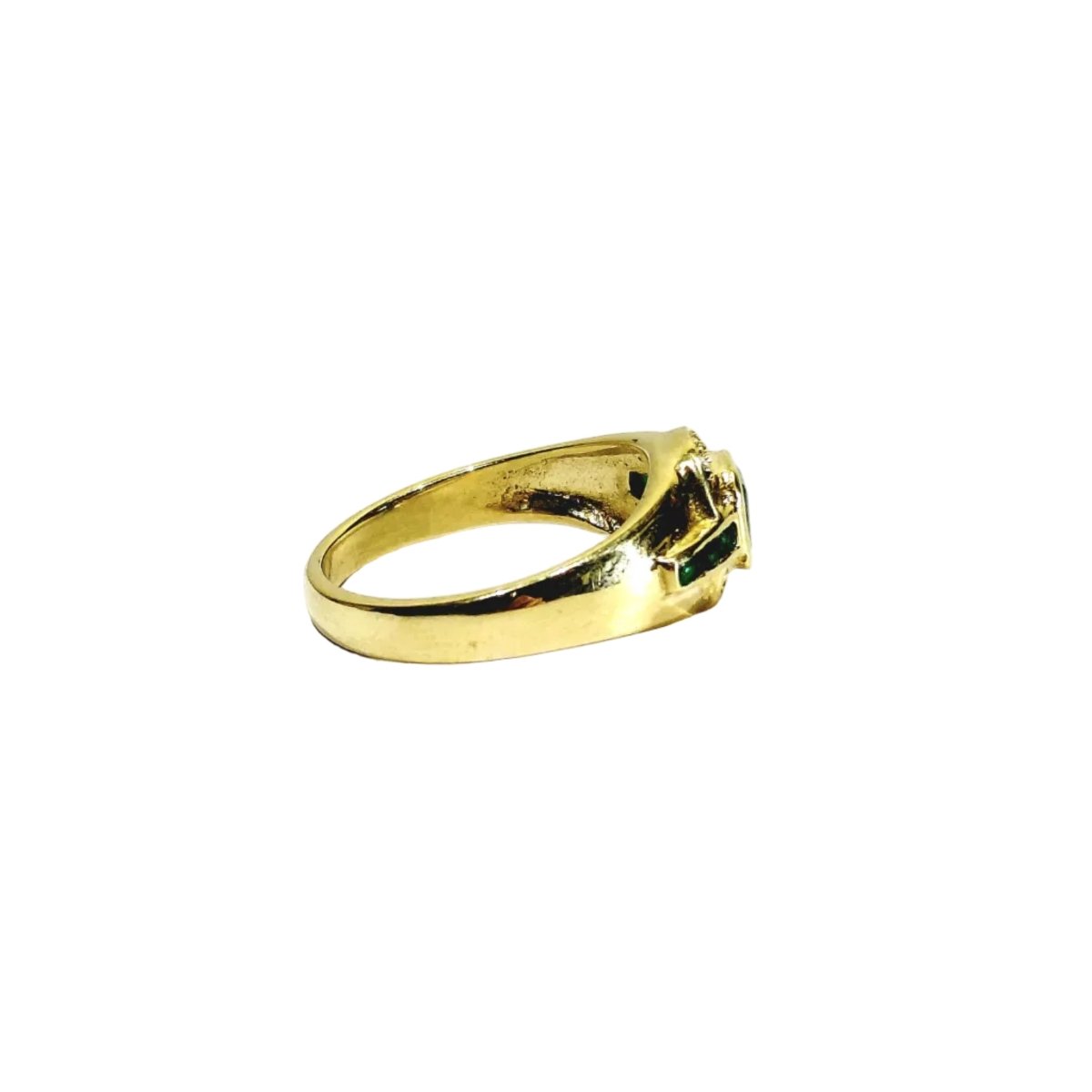 Bague Jonc en or jaune, émeraudes et diamants - Castafiore
