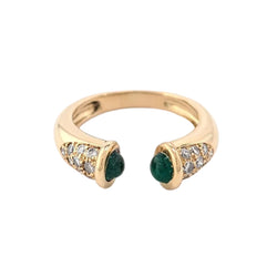 Bague Jonc en or jaune, émeraudes et diamants - Castafiore
