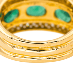 Bague Jonc en or jaune, émeraudes et diamants - Castafiore