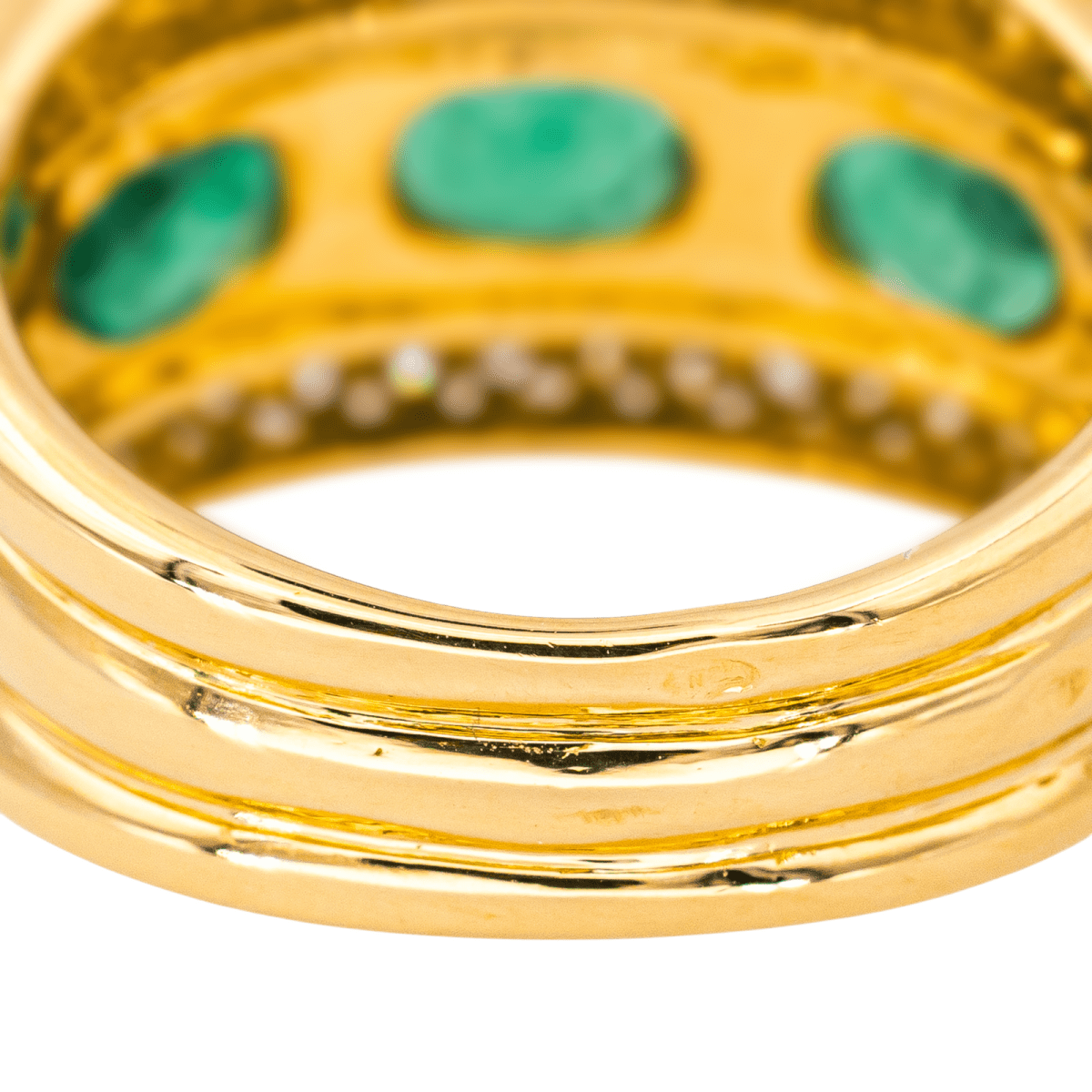 Bague Jonc en or jaune, émeraudes et diamants - Castafiore