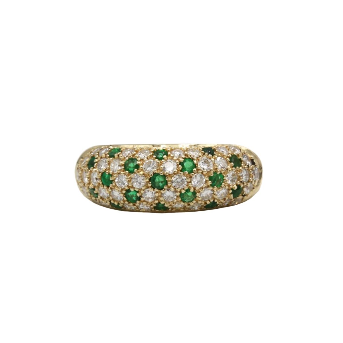 Bague Jonc en or jaune, émeraudes et diamants - Castafiore