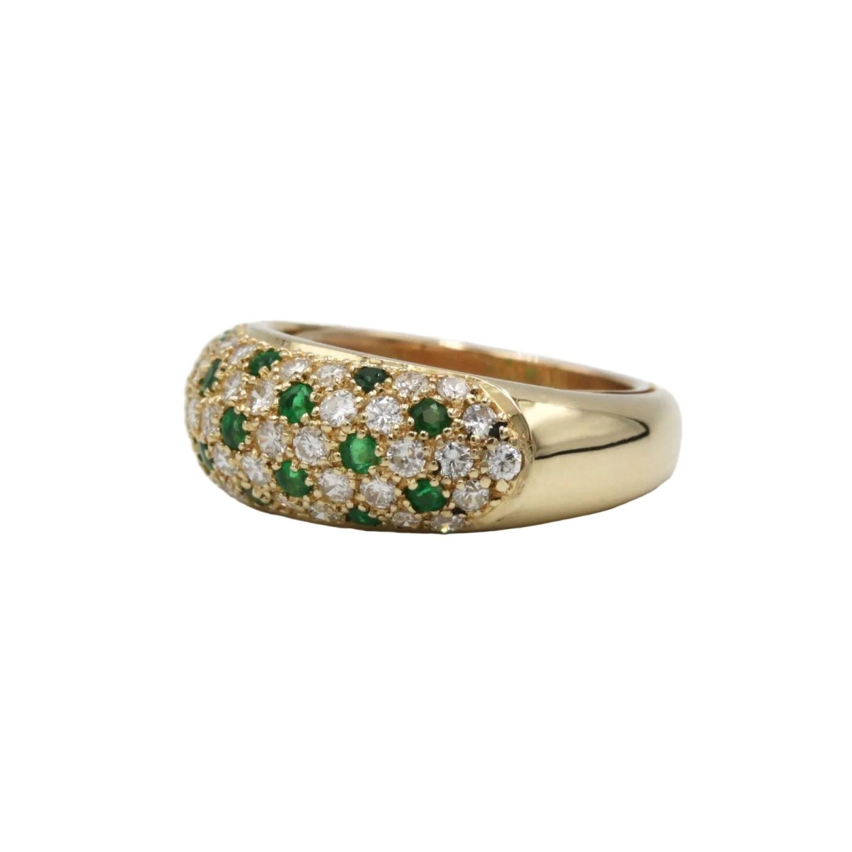 Bague Jonc en or jaune, émeraudes et diamants - Castafiore