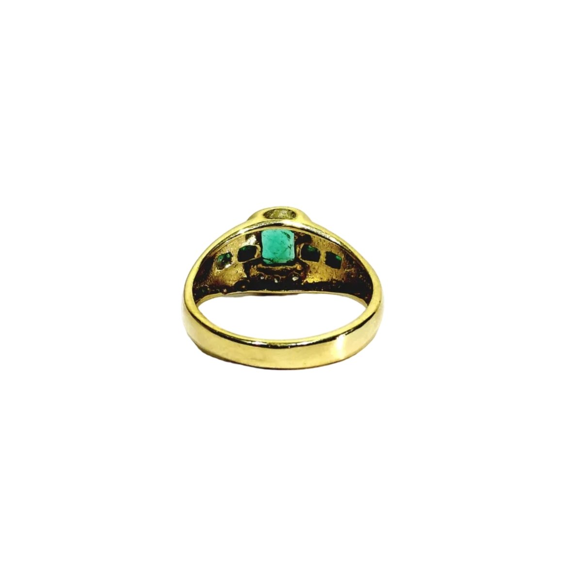 Bague Jonc en or jaune, émeraudes et diamants - Castafiore