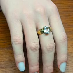 Bague Jonc en or jaune et aigue - marine - Castafiore