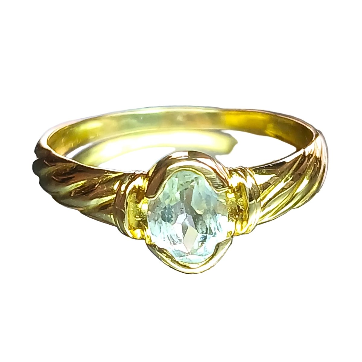 Bague Jonc en or jaune et aigue - marine - Castafiore