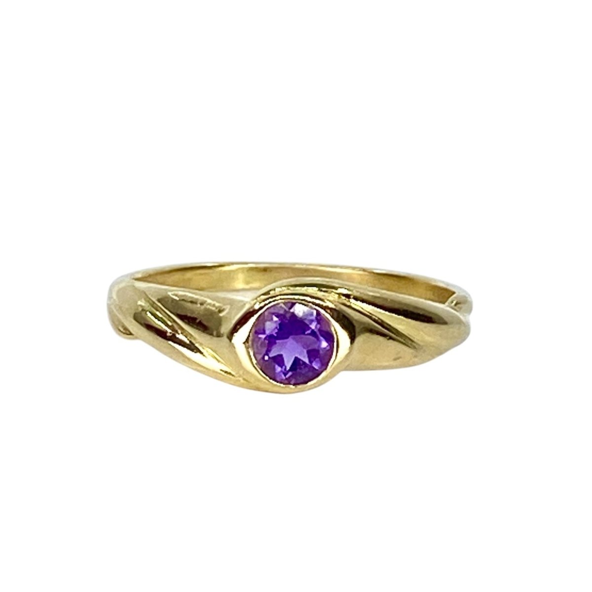 Bague Jonc en or jaune et améthyste - Castafiore