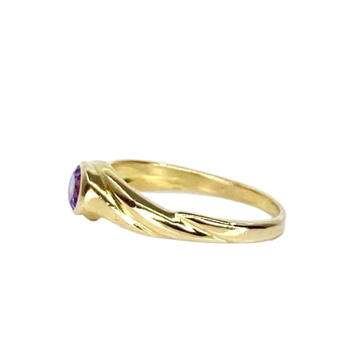 Bague Jonc en or jaune et améthyste - Castafiore