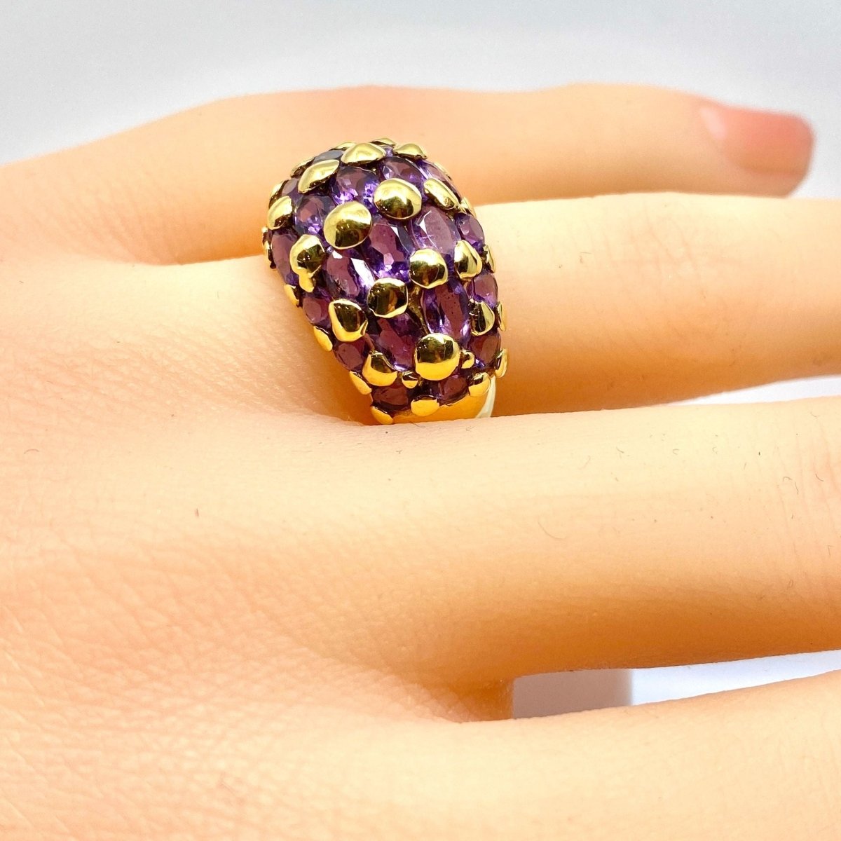Bague Jonc en or jaune et améthystes - Castafiore