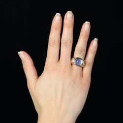 Bague Jonc en or jaune et caclédoine - Castafiore