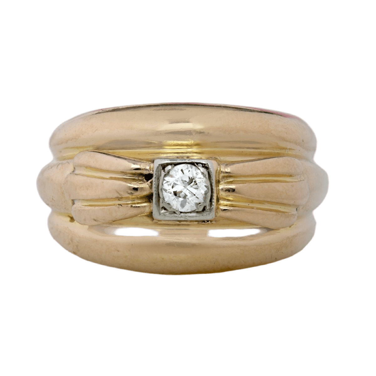 Bague Jonc en or jaune et diamant - Castafiore