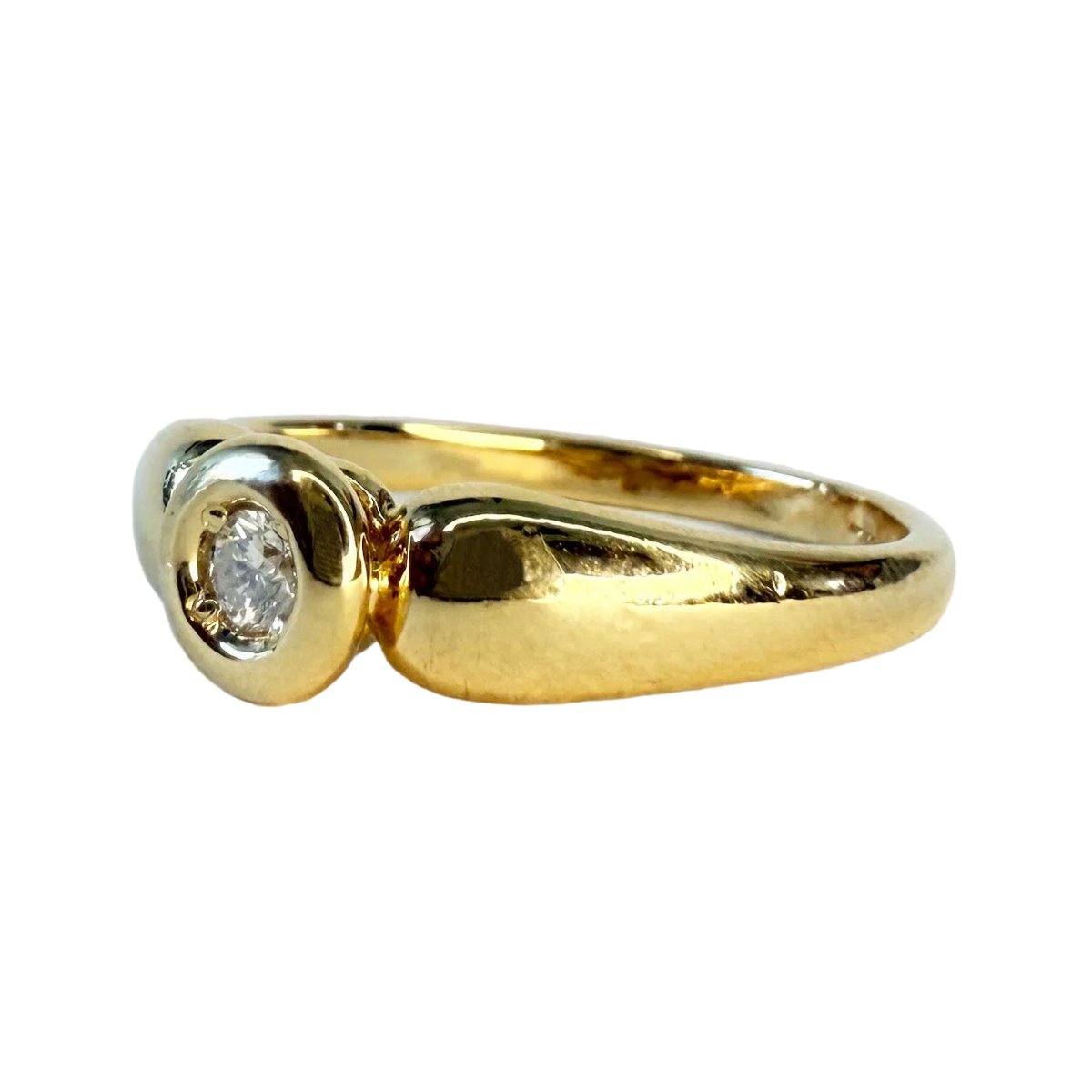 Bague Jonc en or jaune et diamant - Castafiore