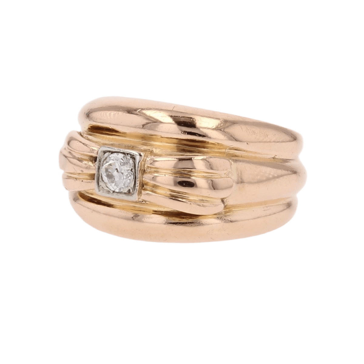 Bague Jonc en or jaune et diamant - Castafiore