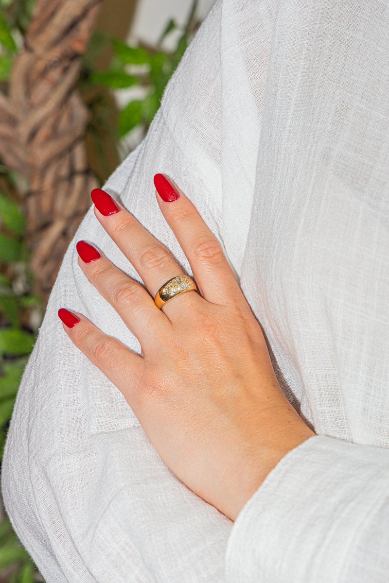 Bague Jonc en or jaune et diamant - Castafiore