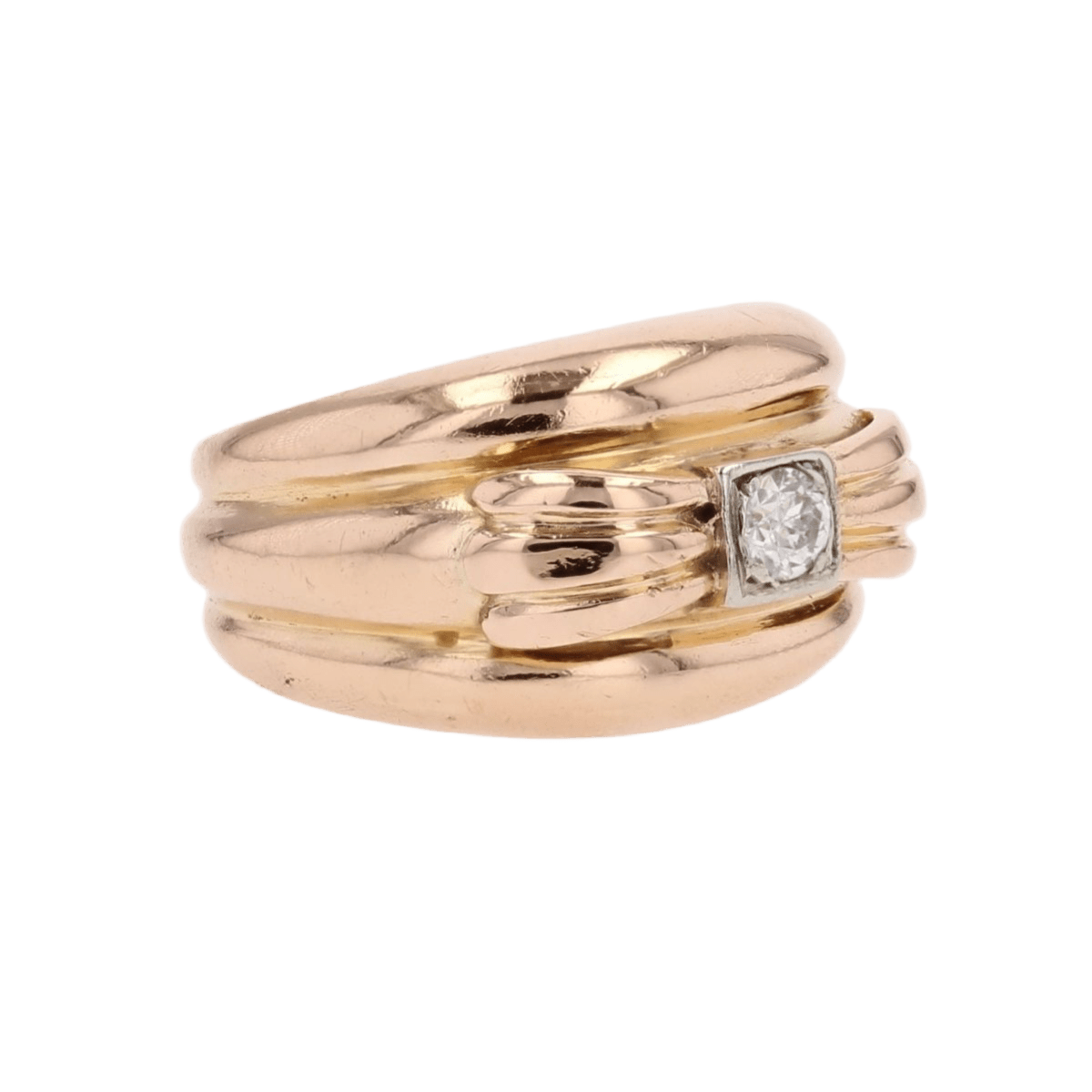 Bague Jonc en or jaune et diamant - Castafiore