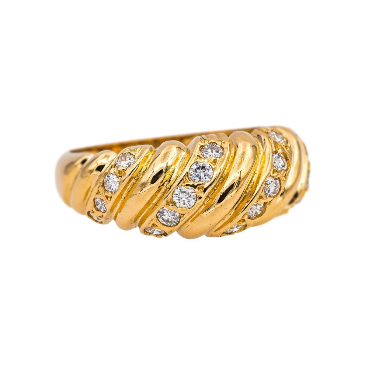 Bague Jonc en or jaune et diamants - Castafiore