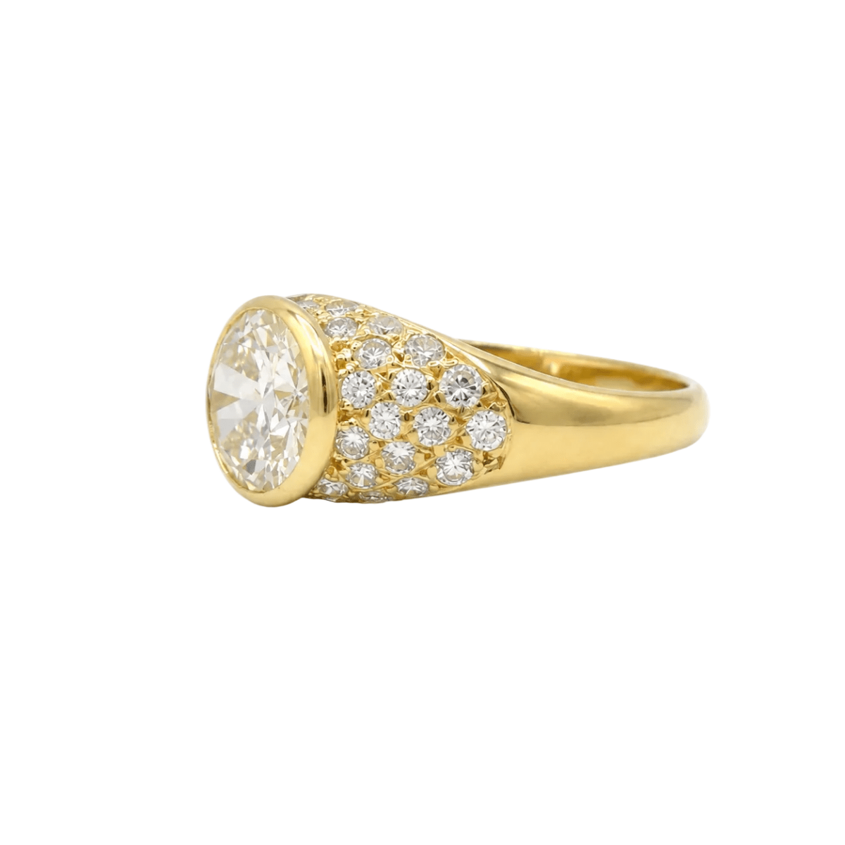 Bague Jonc en or jaune et diamants - Castafiore