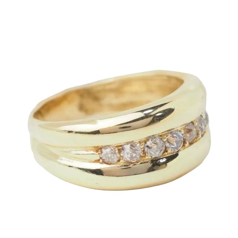 Bague jonc en or jaune et diamants - Castafiore