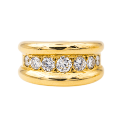 Bague Jonc en or jaune et diamants - Castafiore