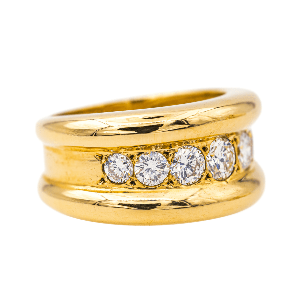 Bague Jonc en or jaune et diamants - Castafiore