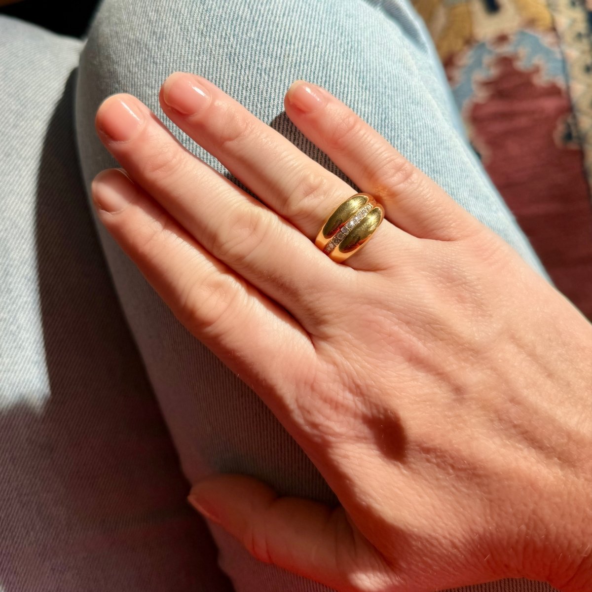 Bague Jonc en or jaune et diamants - Castafiore