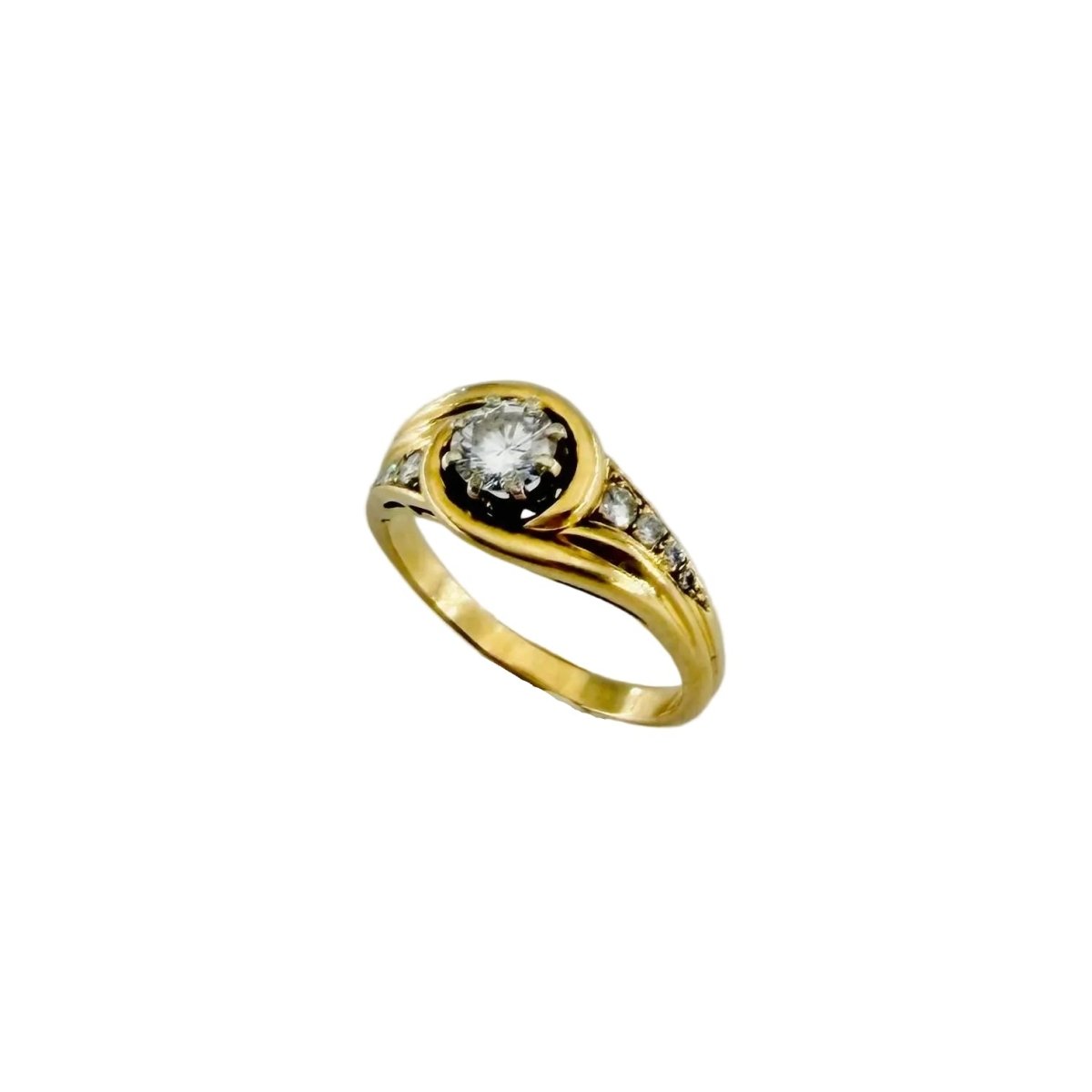 Bague Jonc en or jaune et diamants - Castafiore