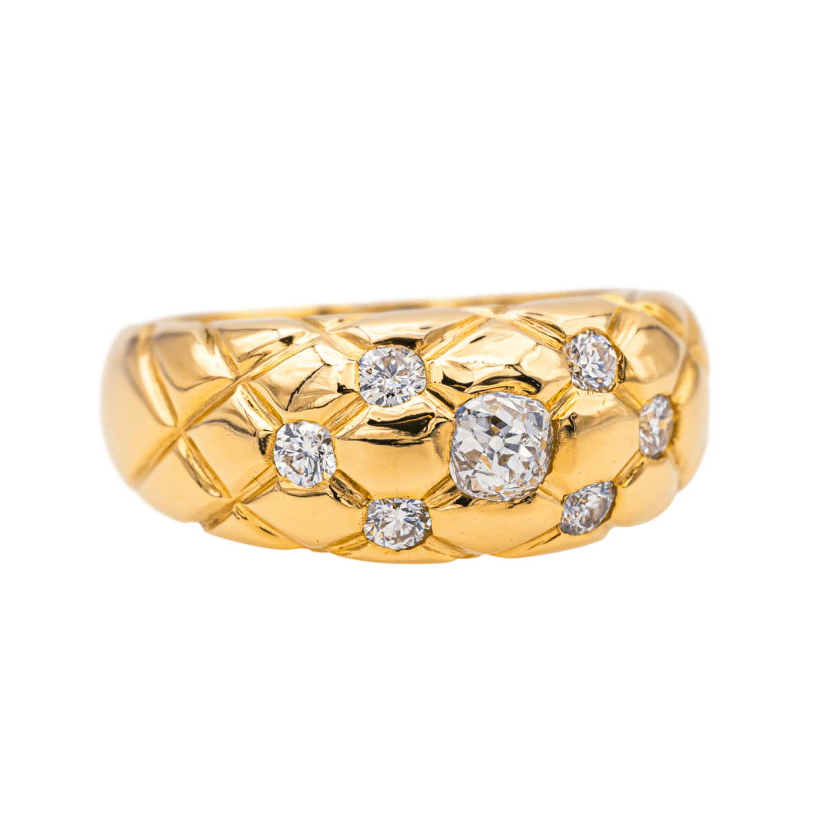 Bague Jonc en or jaune et diamants - Castafiore