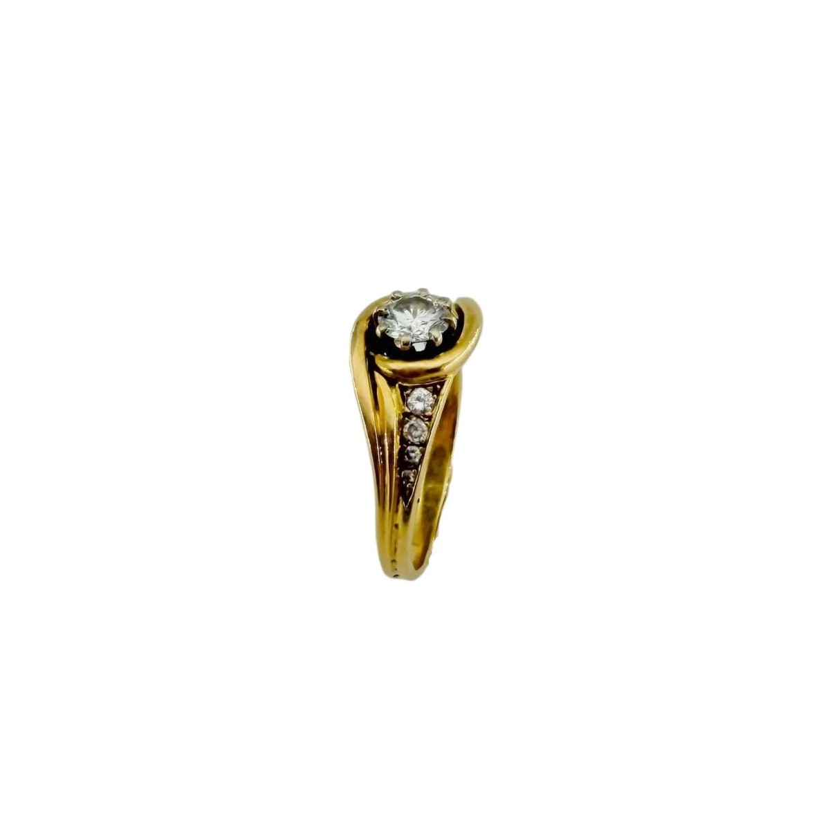 Bague Jonc en or jaune et diamants - Castafiore