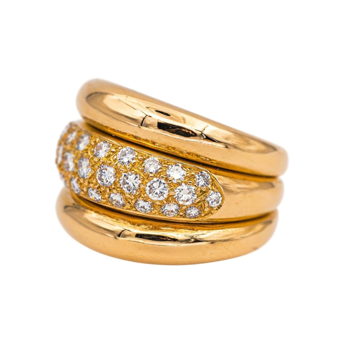 Bague Jonc en or jaune et diamants - Castafiore