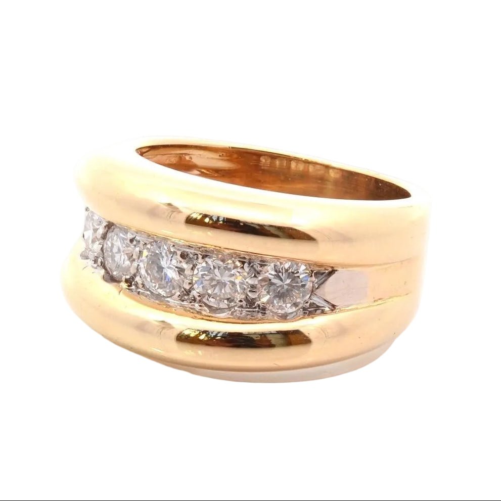 Bague Jonc en or jaune et diamants - Castafiore