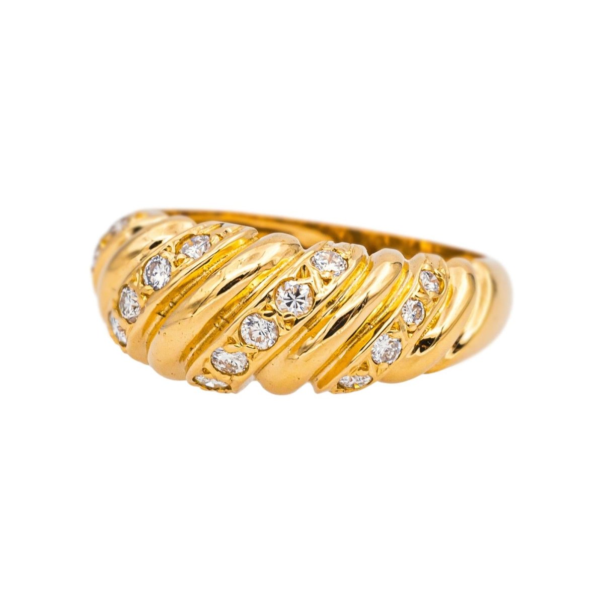 Bague Jonc en or jaune et diamants - Castafiore