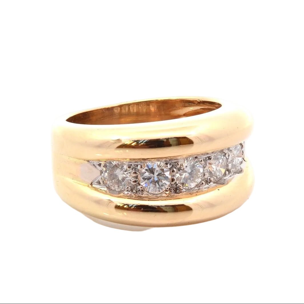 Bague Jonc en or jaune et diamants - Castafiore