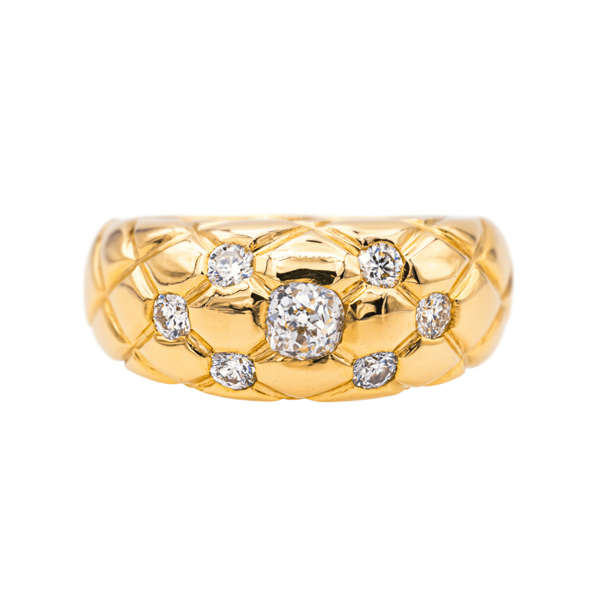 Bague Jonc en or jaune et diamants - Castafiore