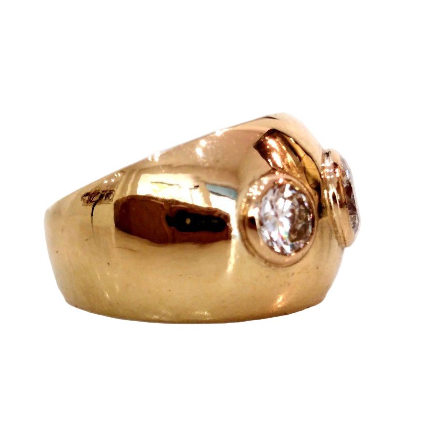 Bague Jonc en or jaune et diamants - Castafiore